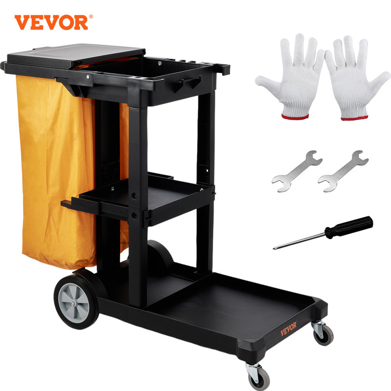 Utility Cart with Wheels, Black, 39" H x 35" W x 20" D