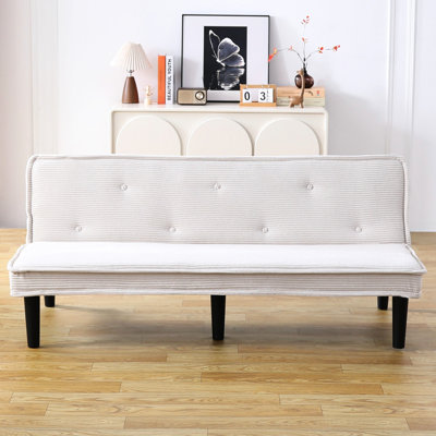 Lit en velours côtelé 65,7 x 30 28 pouces, 2 places, couleur rose, tissu, structure en bois massif, décoration à boutons, profondeur d'assise facile à assortir, assise, rose, structure à assise à ressorts avec base, pour appartement