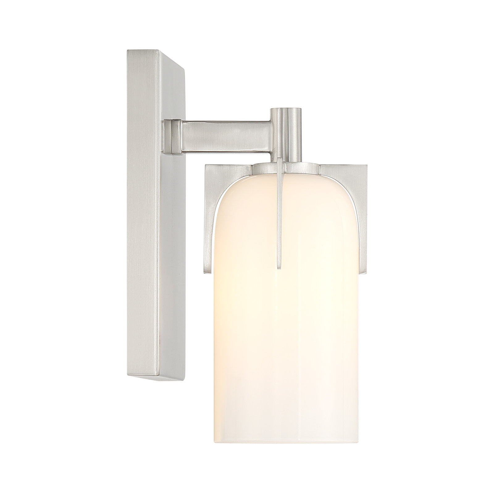Navana Single Frosted Dimmable Bath Sconce, Satin Nickel