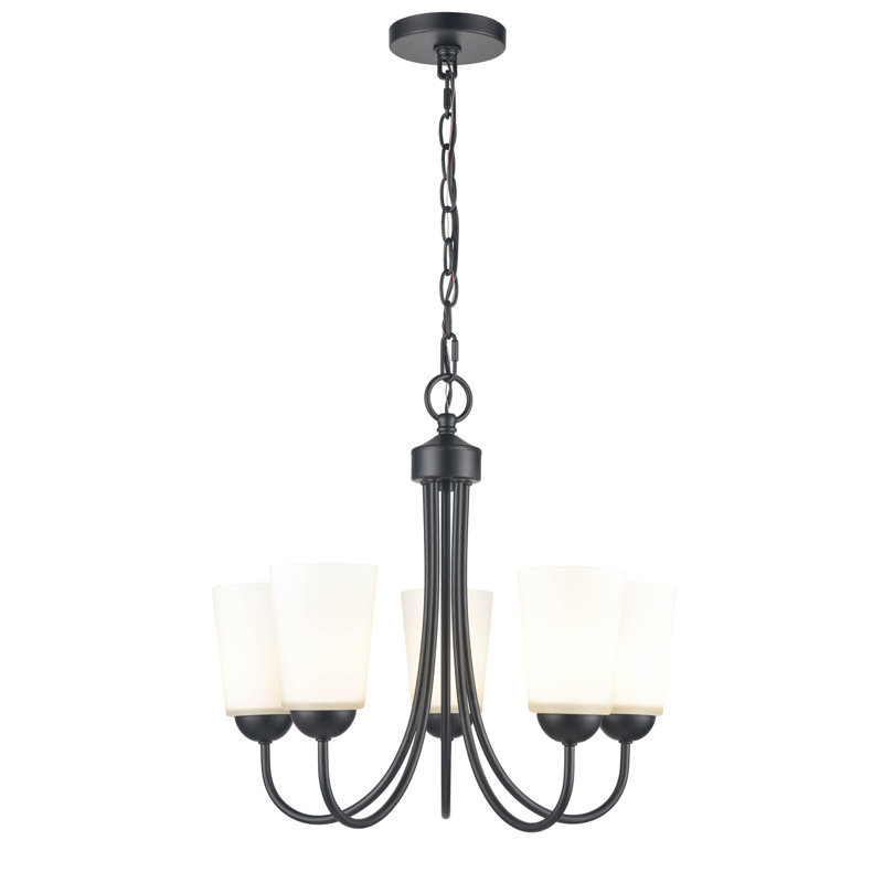 Lustre classique / traditionnel à 5 lumières , Noir mat