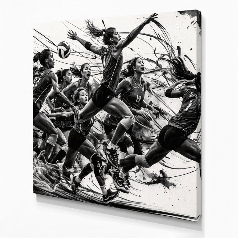 Art sportif sur toile gris Sports Volleyball, H 16 po x l 16 po