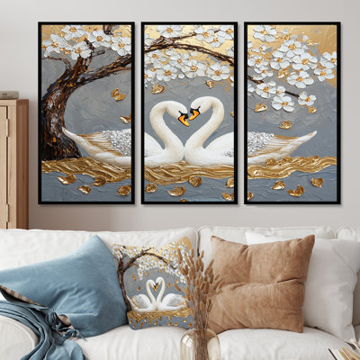 «White and Gray Love of the Swans II», ensemble de reproductions d'art mural