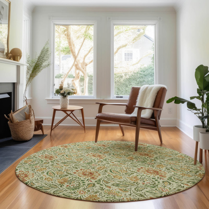 Premium Machine Washable Chandra Aloe Rug, Round 8' x 8'