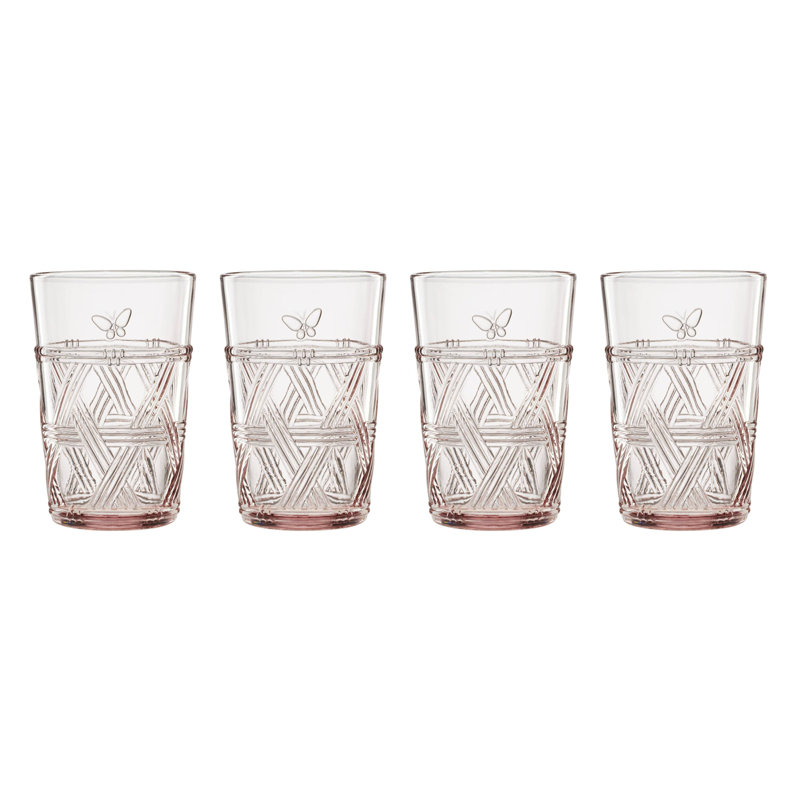 Lenox Butterfly Meadow Clear Tall Glasses, Set Of 4, Pink