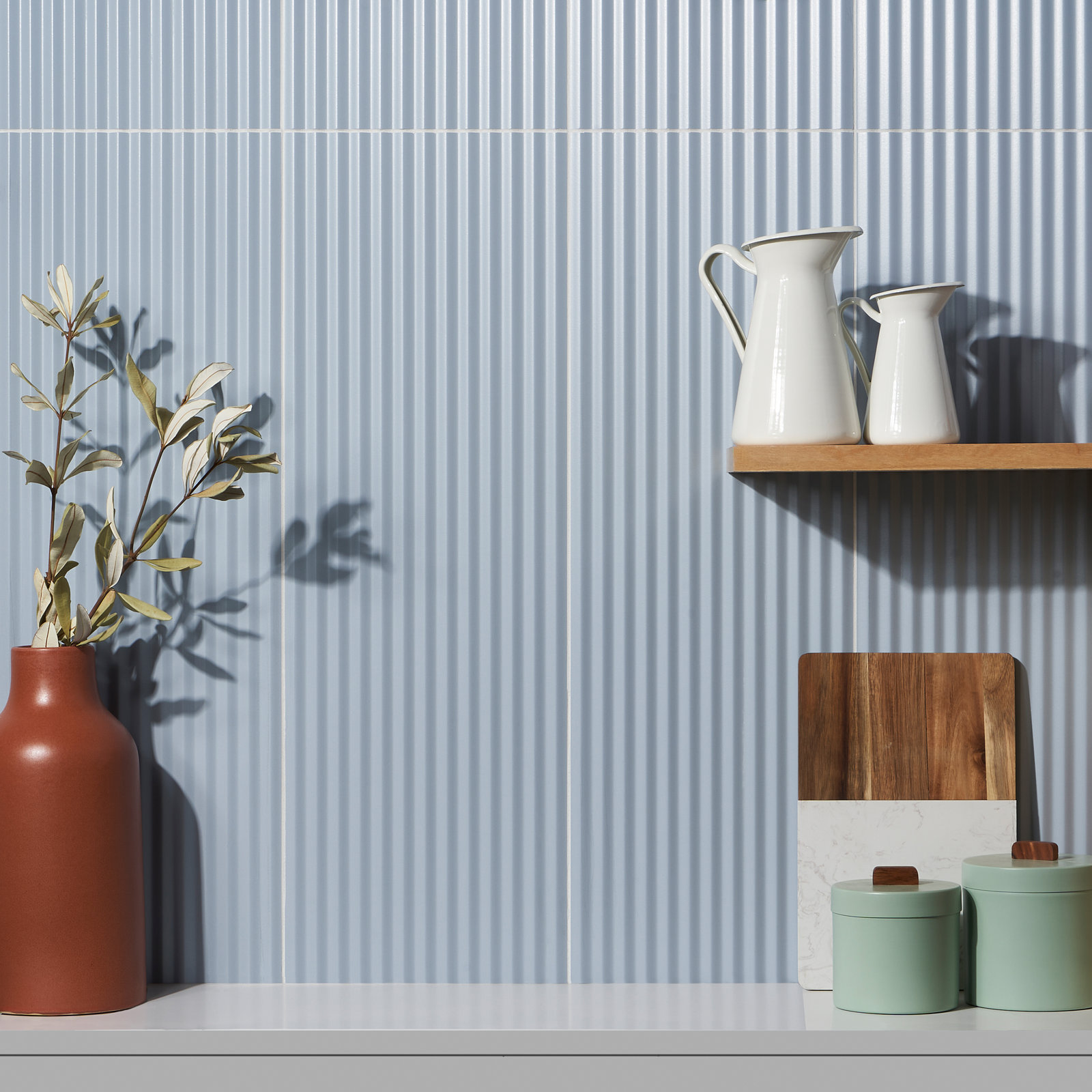Linear 11" x 35" Ceramic Wall Tile, Denim Blue