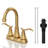 High Arc Dual-Handle Centerset Bathroom Faucet with Drain Assembly(Set of 2)-128613786