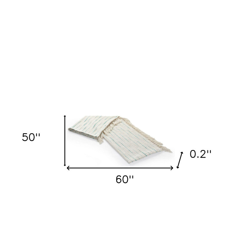 Jeté rayé en coton tissé