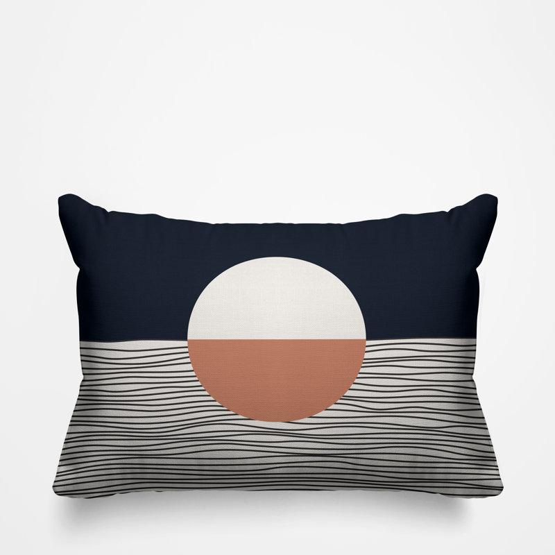 Carmy Abstract Outdoor Reversible Throw Pillow, 14" x 20", Salmon, Rectangular