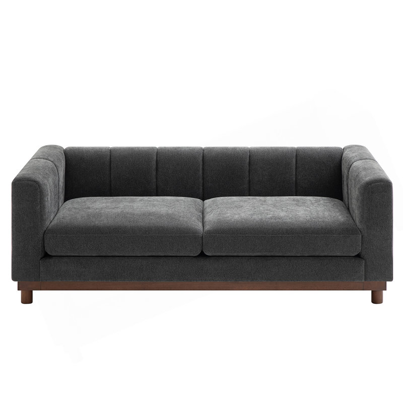 Canapé rembourré - conception minimaliste moderne, Bois espresso, Gris foncé