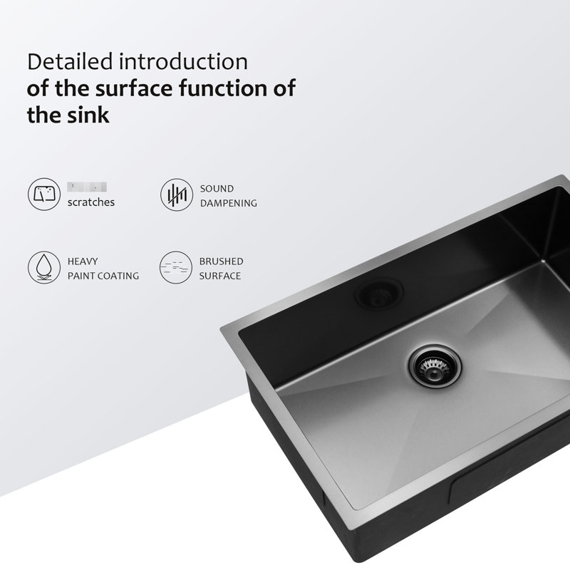 Gunmetal Black Undermount 30"X18"X10" Sink - 16 Gauge Stainless Steel, With Efficient Drain And Long-Lasting Coating X-Shaped Water Guide Construction