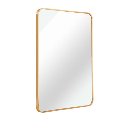 22x30 Inch Silver Metal Framed Rectangular Bathroom Mirror for Wall, Shatterproof and High-Definition Reflection