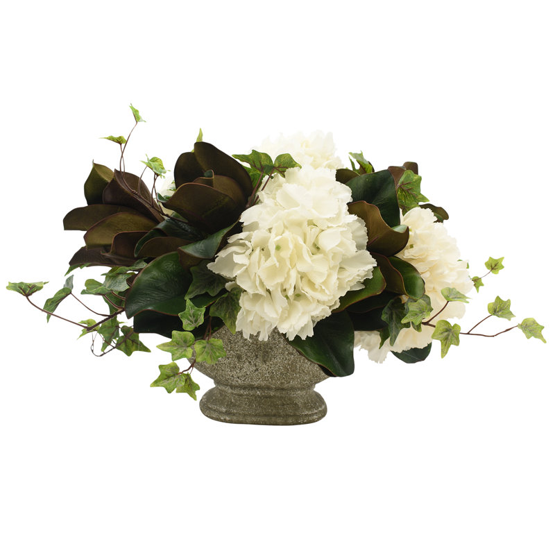 Hydrangea And Magnolia Leaf Arrangement