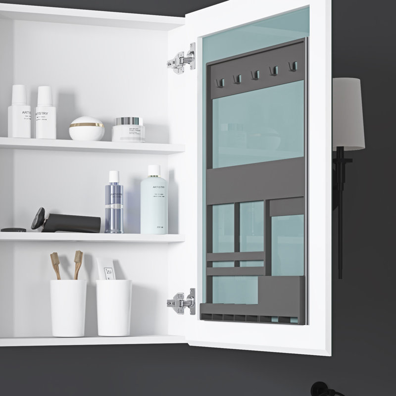 Pharmacie pour salle de bain avec miroir à bords biseautés 30 po x l 26 po, H 40 po x l 30 po x P 4,8 po