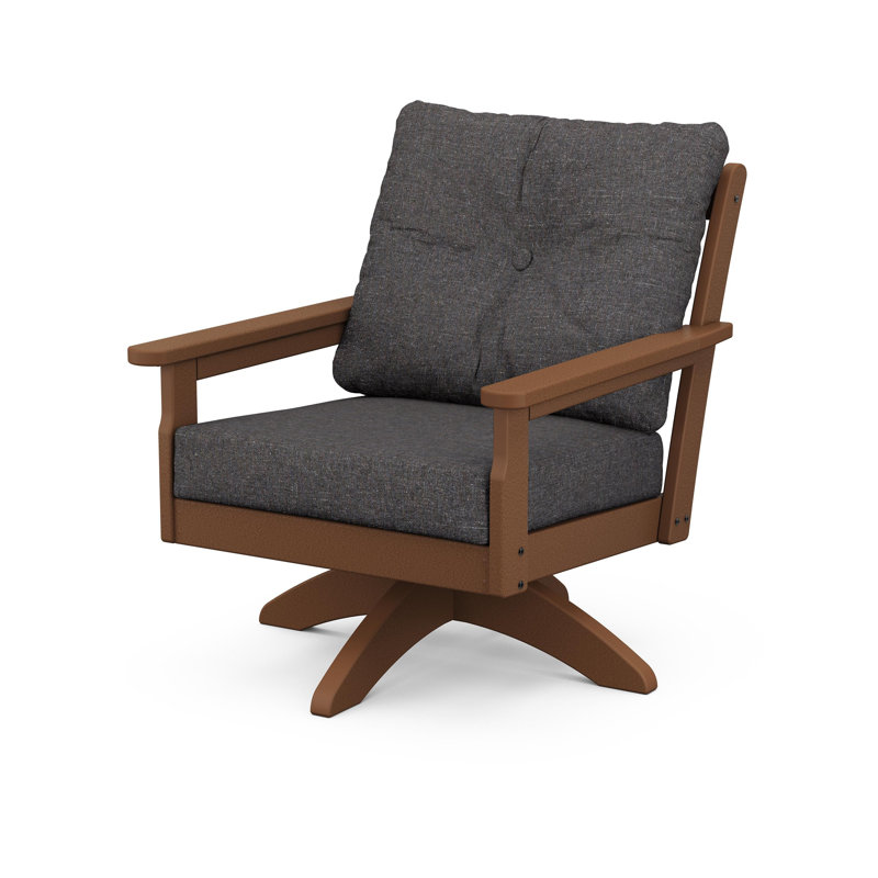 Lakeside Vineyard Deep Seating Swivel Chair, Teak, Ash Charcoal