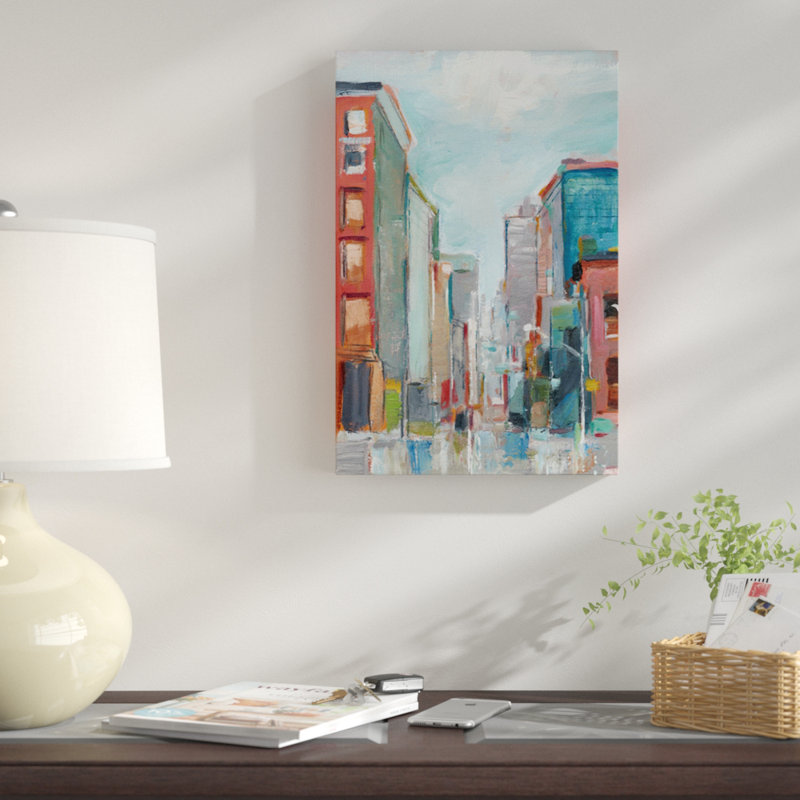 « centre-ville ii », impression sur toile, H 40 po x l 26 po x P 1,5 po, Toile tendue, Pas de tapis