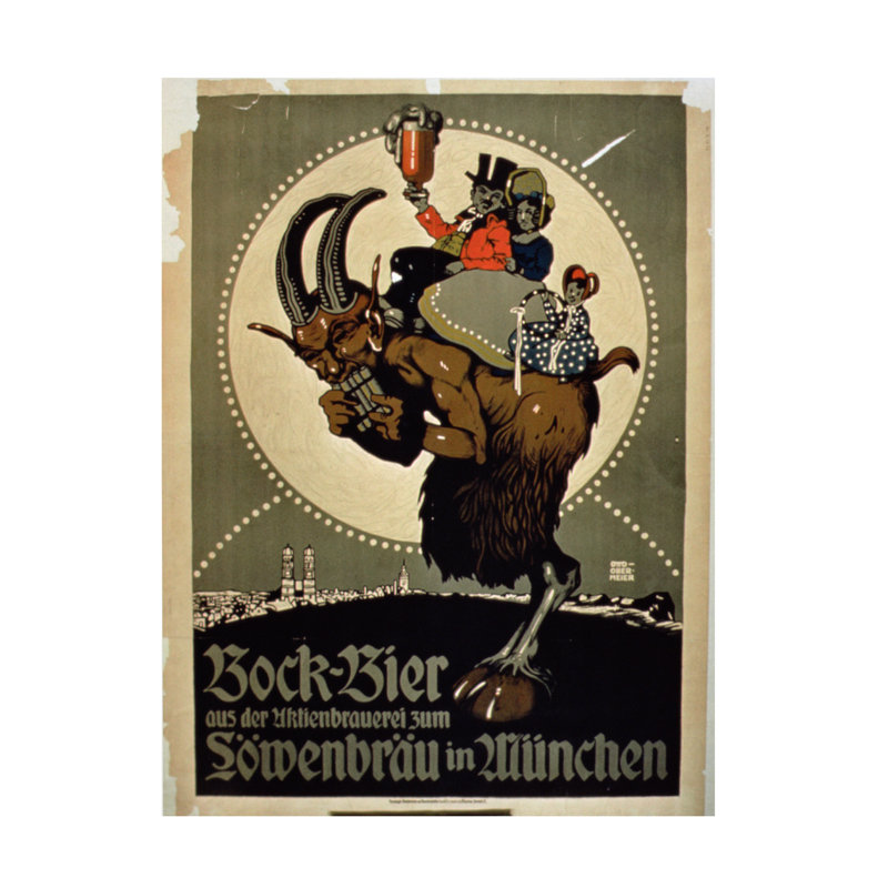 Art allemand, bière Bock, H 19 po x l 14 po