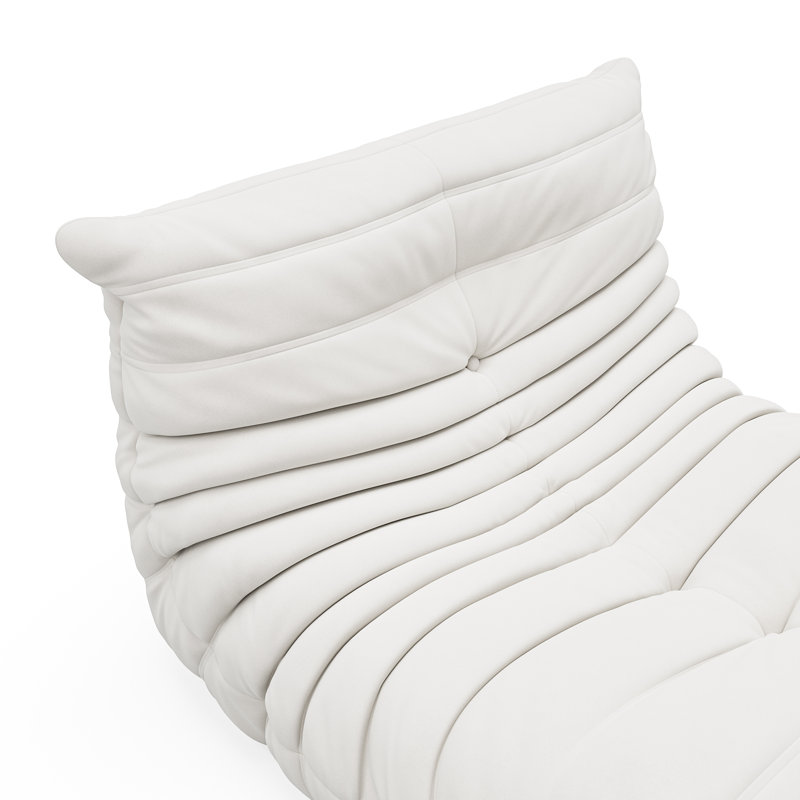Fauteuil à billes en suède avec méridienne, Microfibre blanche