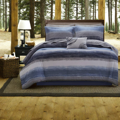 Premium Navy Microfiber Bedding Sets, Striped Pattern, King Size Comfort