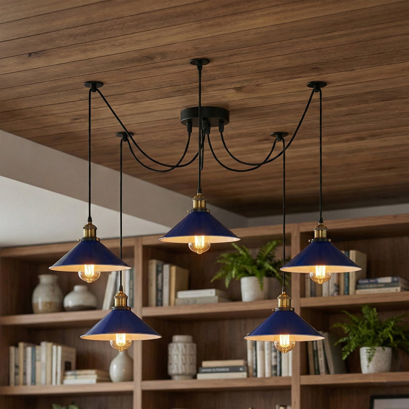 5 - Light Cone Pendant, Yes, Navy Blue