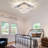 Dimmable Crystal LED Square Flush Mount Chandelier, 9.8" Ceiling Light Fixture For Dining Room, Kitchen, Foyer