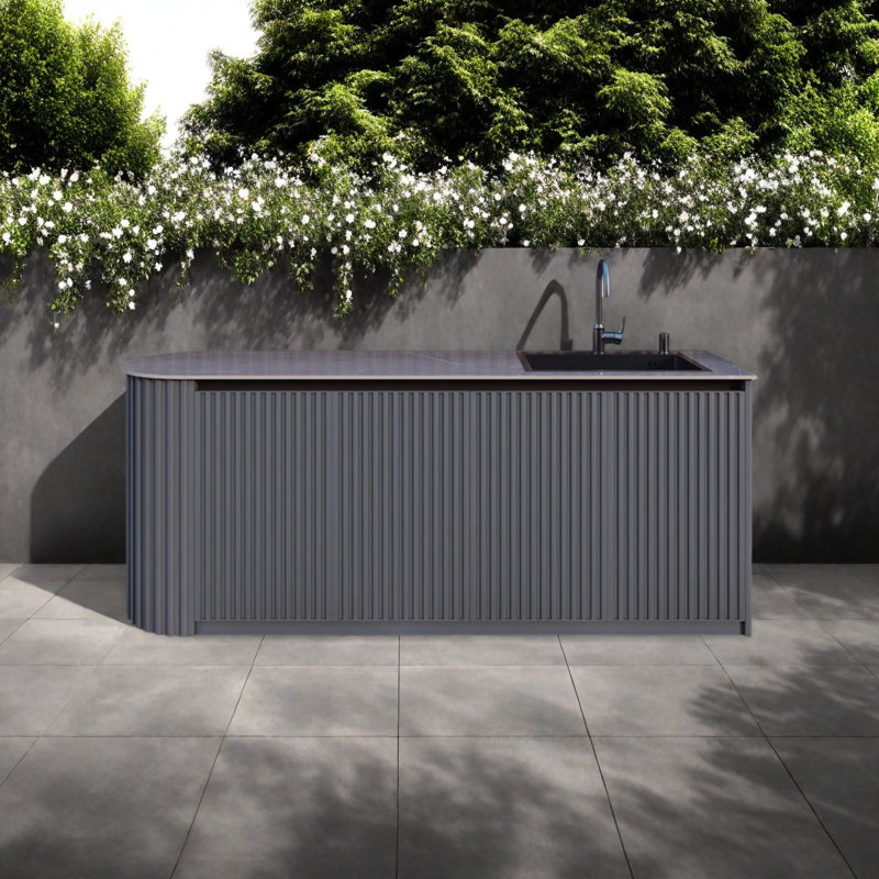 Meuble-lavabo d'extérieur à panneau basculant tout aluminium