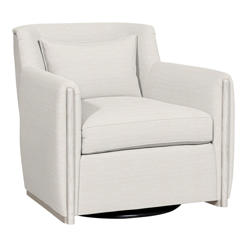 Thom Filicia Home Swivel Armchair, Nadia Parchment 100% Polyester, Casa Blanca