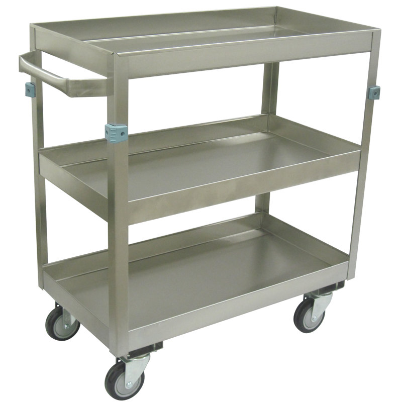 Chariot utilitaire 3 tablettes, lèvres avec roulettes, H 33,75 po x l 30 po x P 16 po