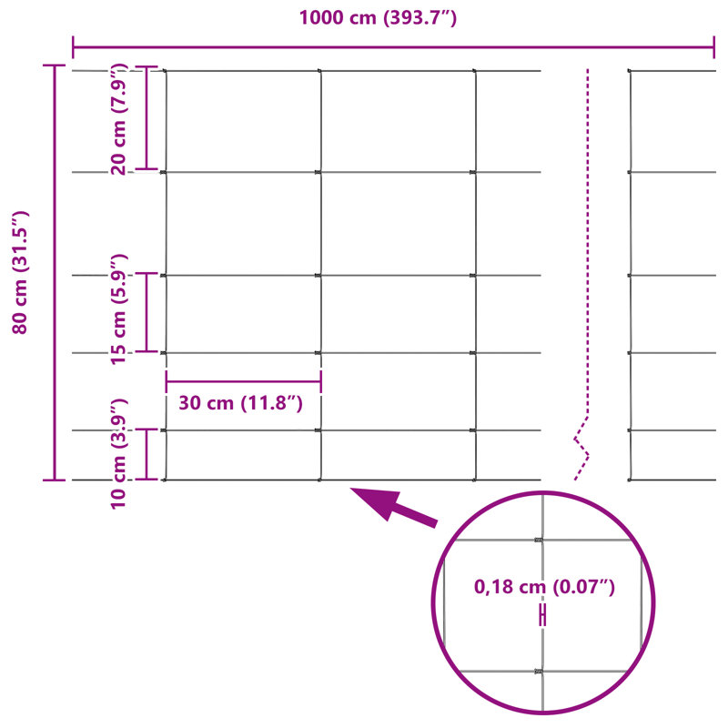 Vidaxl Field Fence Galvanized Steel, 80cm H x 10000cm W