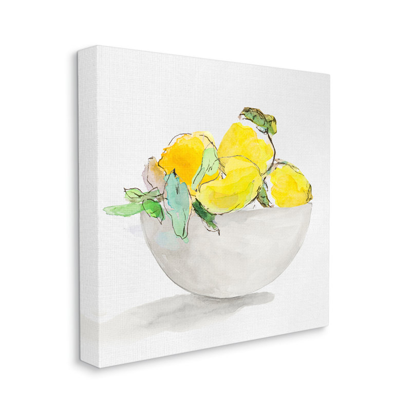 «Lemon Bowl», peinture sur toile par Lanie Loreth, H 17 po x l 17 po x P 1,5 po