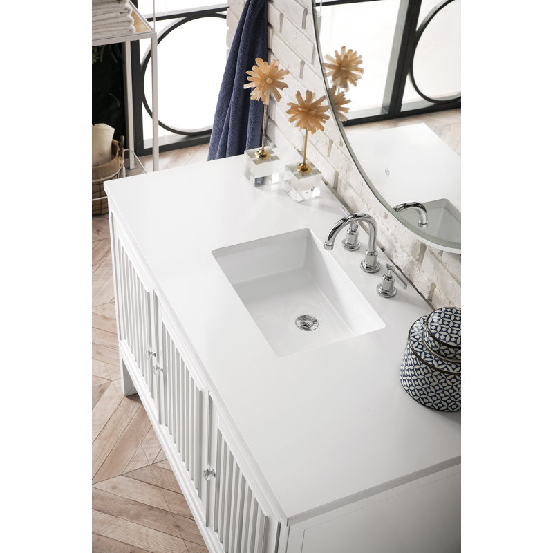 Athens 48'' W Single Vanity, Glossy White, White Zeus, 8" Widespread