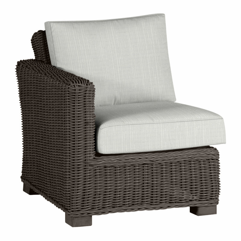 Canapé modulaire rustique tissé à gauche - Noyer noir, Welt, Noyer noir, Sunbrella® argent Verona