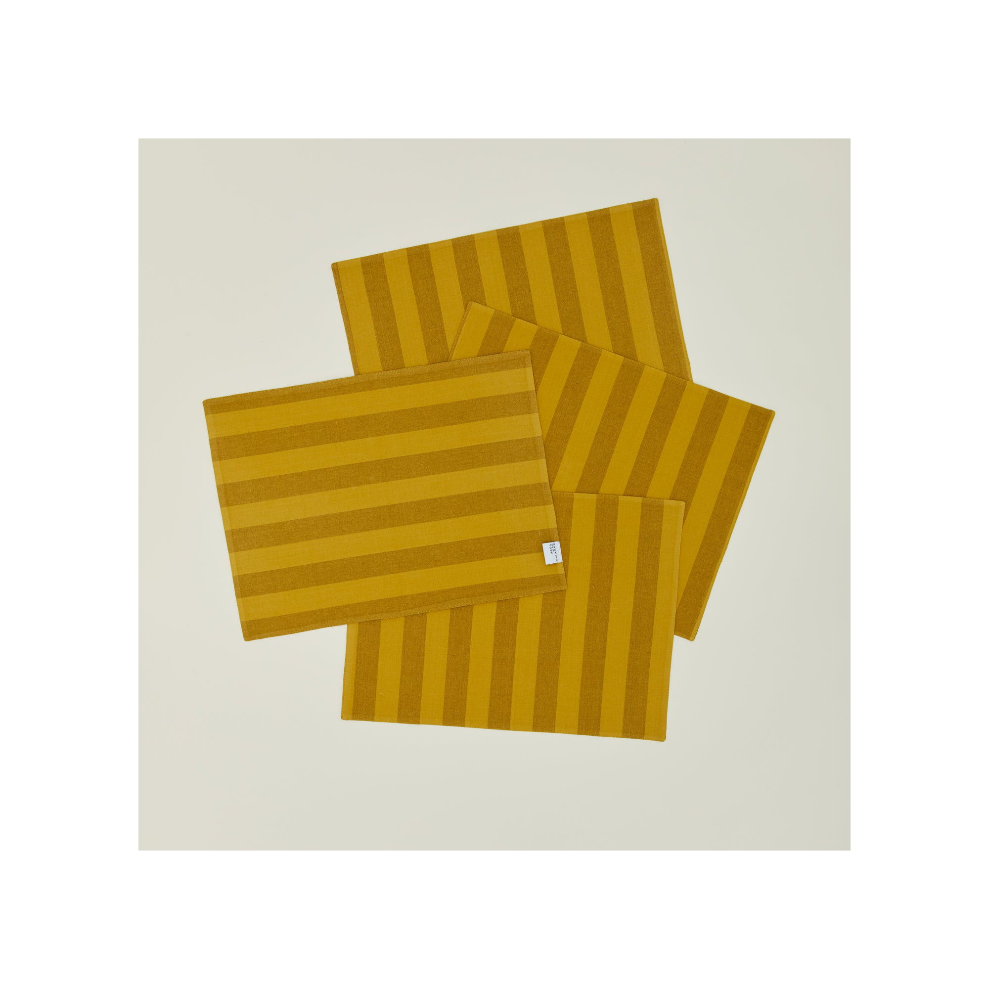 Essential Striped Placemat - Set Of 4, Mustard/Bronze