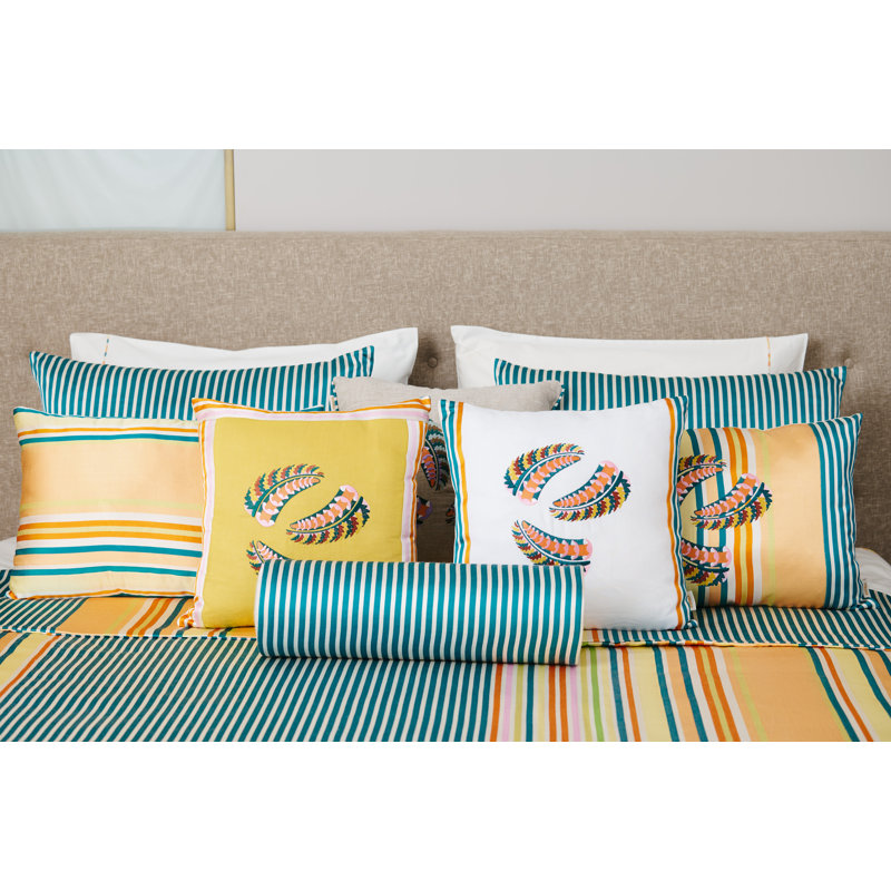 Yellow Stripes Feathers Pillow