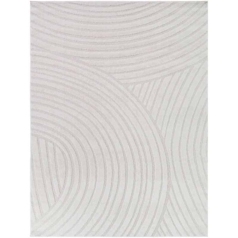Modesta Cream Organic Boho Arches Area Rug, 7'10" x 10'