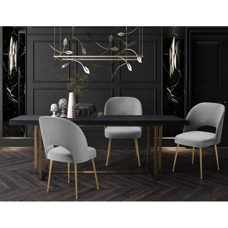 Rizo Cognac Velvet Chair, Light Gray