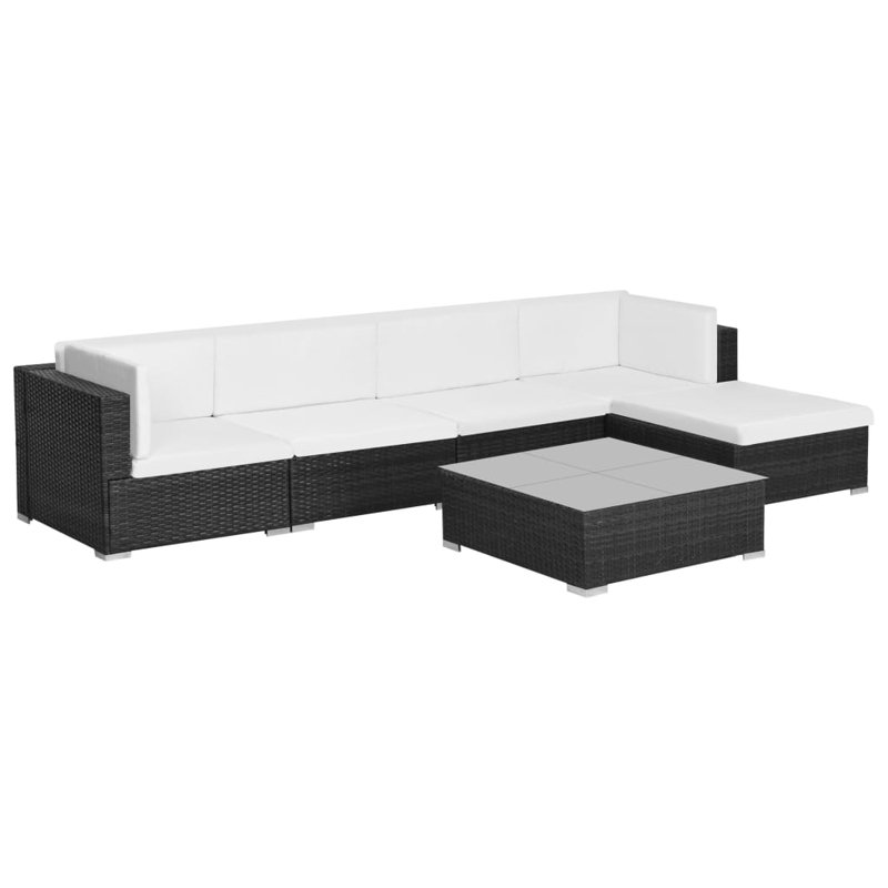 Ailysh 6 Piece Sectional with Cushions, Black, White