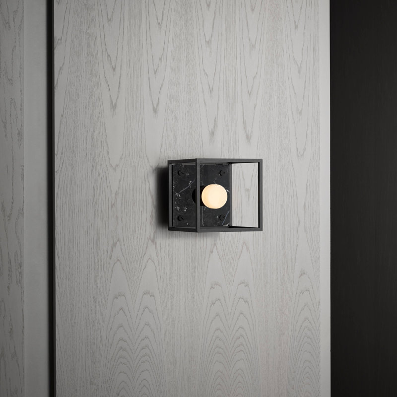 1 - Light Flush Mount, Marble Black