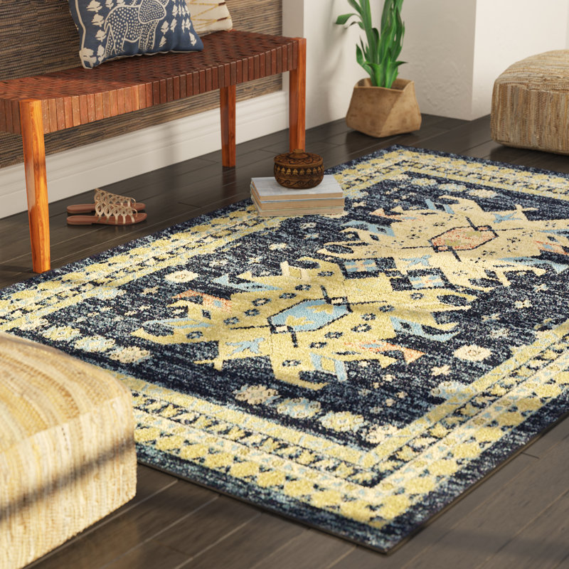 Tapis bleu marine Eesi Southwestern, Rectangle 7 pi 10 po x 10 pi