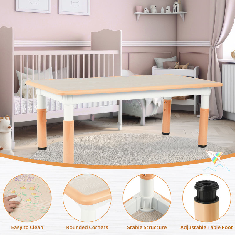 Aarianna Kids 7 Piece Play Or Activity Table and Chair Set, Beige