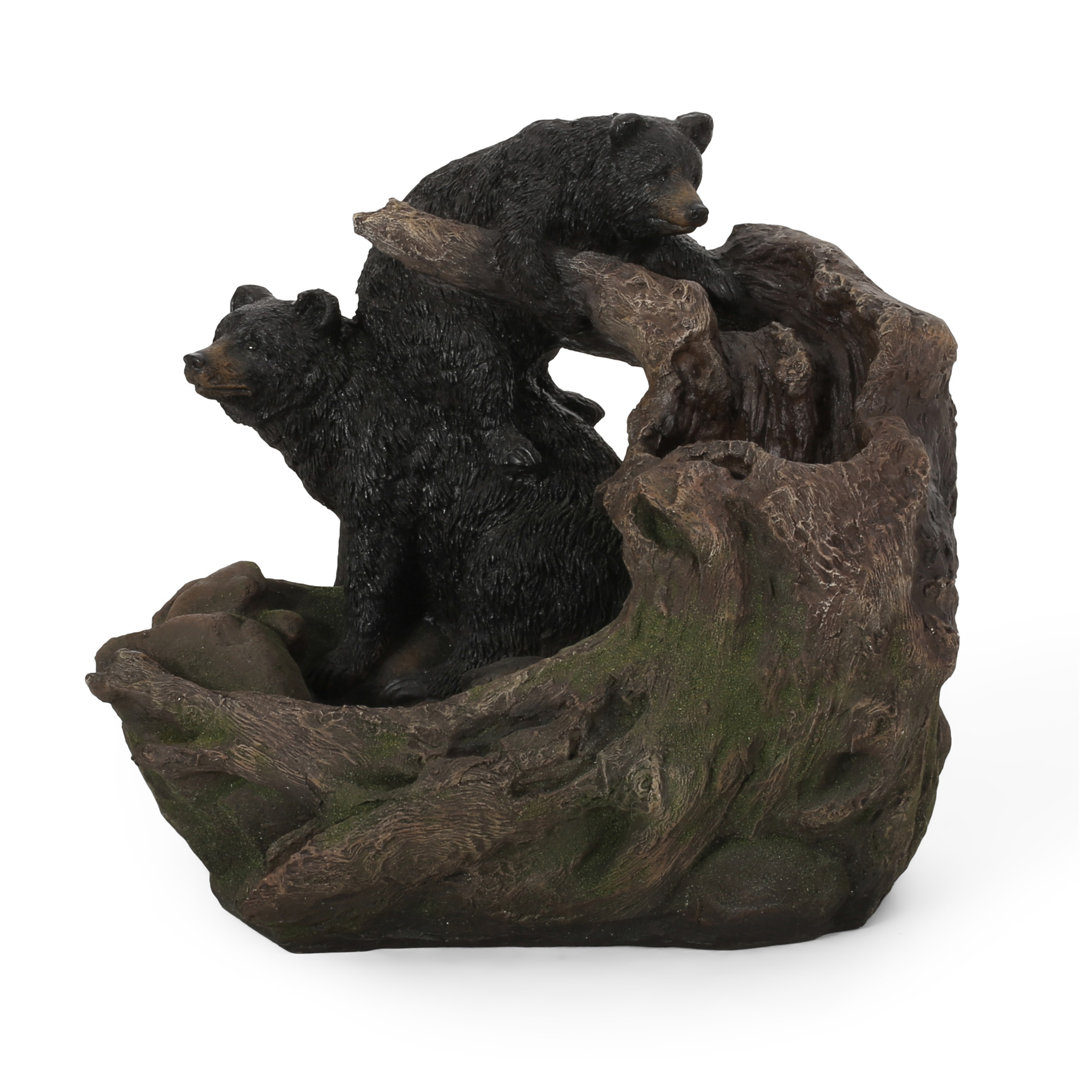 Hand Crafted Weather Resistant Floor Fountain with Light Millwood Pines