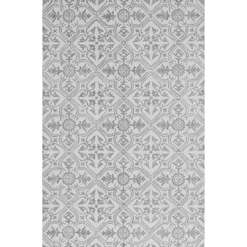 Tapis gris en laine fait main Galen, Rectangle 2 pi x 4 pi