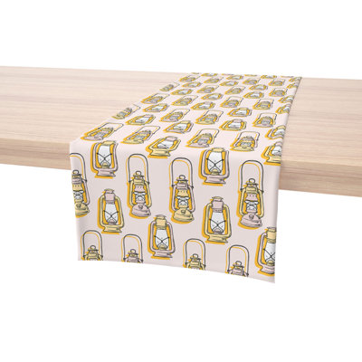 Table Runner, 100% Cotton, 16X108", Camping Lanterns