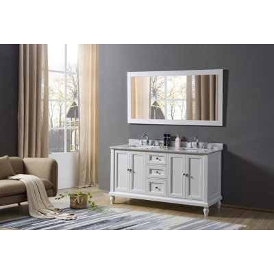 60'' Double Bathroom Vanity with Marble Top