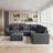 6-Piece Modular Corduroy Sectional Sofa with Ottoman, Reconfigurable Couch Sectional for Living Room, Bedroom, Office-191823602-192082826