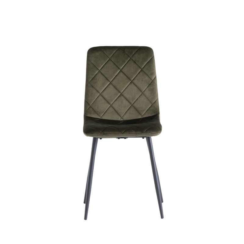 45cm H Velvet Upholstered Side Chair in Grey, Juniper Green