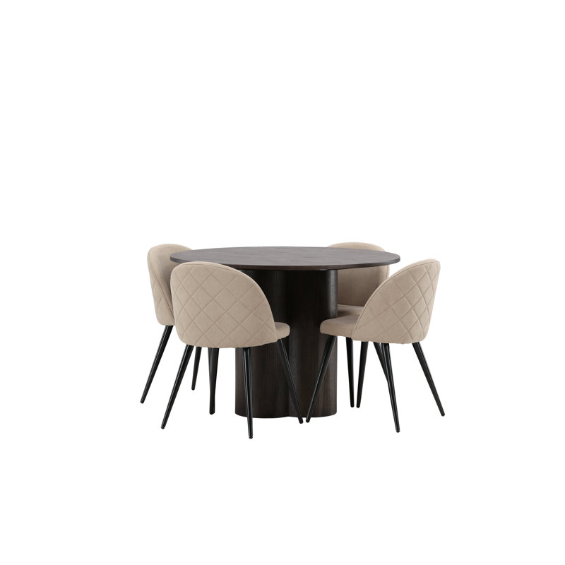 Britton 4 - Person Dining Set, Beige, Brown, Beige