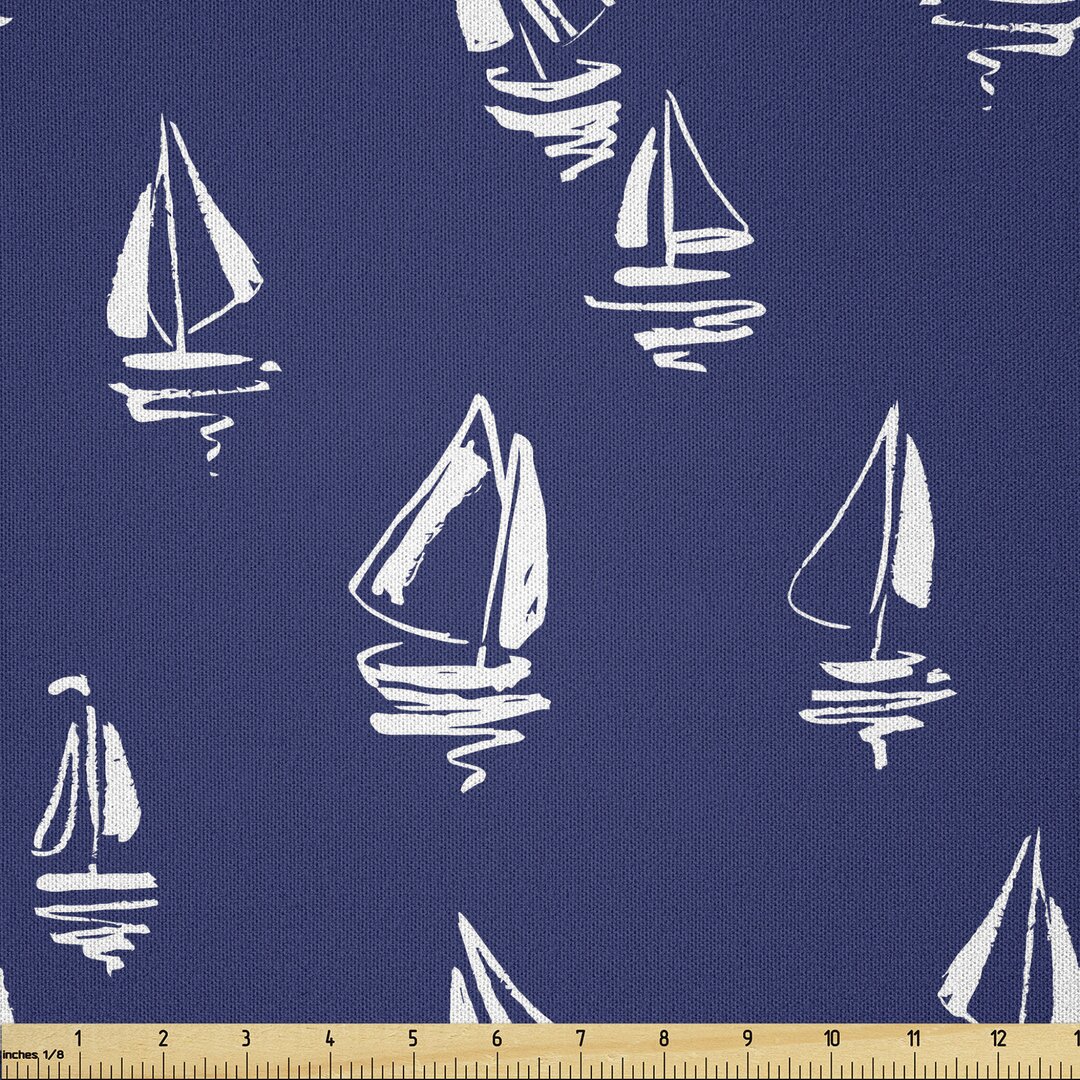 Stoff als Meterware, Segelyacht Doodle, Navy blau, Dunkelblau Weiß