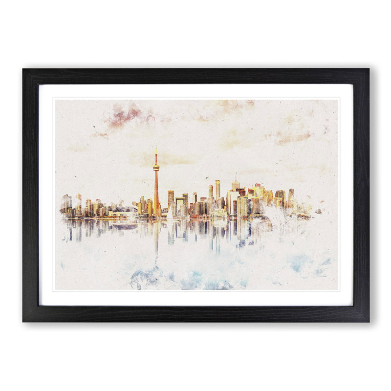 Reflection of the Toronto Skyline - Picture Frame Painting Print, 45cm H x 63cm W x 2cm D, Black Framed