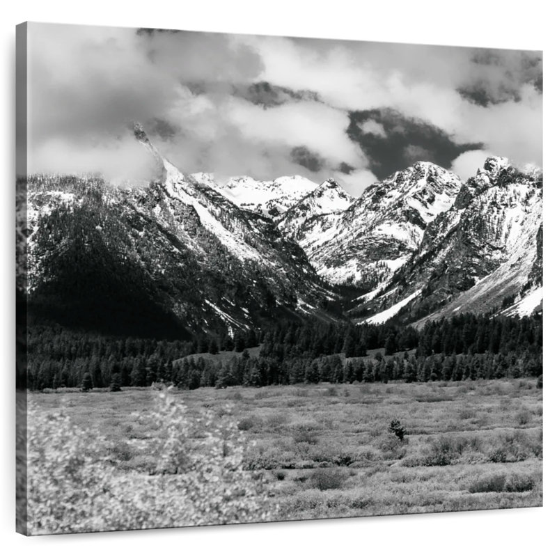 Alvord Snowy Teton Mountains BW, 24" H x 24" W