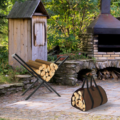 220LBS Firewood Log Rack with Carry Bag